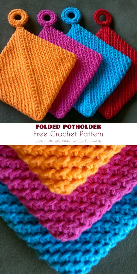 Double Thick Potholder Free Crochet Patterns - Your Crochet Amigurumi Patterns, Double Sided Potholders, Crocheted Pot Holders Free Pattern Easy, Crochet Double Thick Diagonal Potholder, Crocheted Potholders Patterns, Beginner Crochet Potholder Pattern, Crochet Pot Holders Double Thick, Crochet Patterns Kitchen, Crochet Patterns Potholders