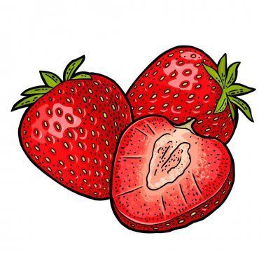 Whole and slice strawberry. Vector color flat illustration vector | Food illustration art, Fruit art drawings, Strawberry drawing Figurine, Vector Food Illustration, Strawberry Vector, Strawberry Drawing, Strawberry Clipart, Fruit Art Drawings, Strawberry Art, Old Paper Background, Fruits Drawing