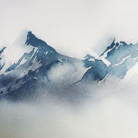 Drawing Mountains, Mountains Drawing, Misty Mountains, Mountain Drawing, Art Painting Tools, Painting Courses, Watercolour Inspiration, Watercolor Mountains, Watercolor Painting Techniques