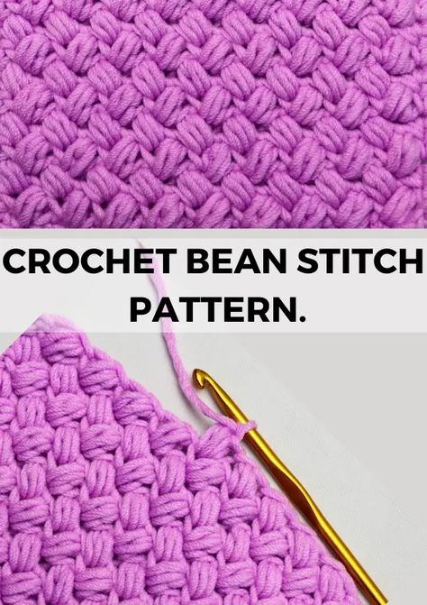 Modern Haken, Crochet Blanket Stitch Pattern, Puff Stitch Crochet, Different Crochet Stitches, Modern Crochet Blanket, Fast Crochet, Bean Stitch, Crochet Stitches Free, Crochet Stitches For Blankets