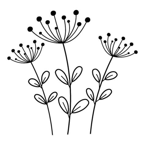 Dandelion Hand Embroidery Pattern Free, Flower Stencil Templates, Stick Flowers Drawing, Embroidery Flowers Templates, Easy Flower Line Drawing, Easy Draw Flowers Simple, Flower Sillouttes, Flower Shiloutte, How To Draw Wild Flowers