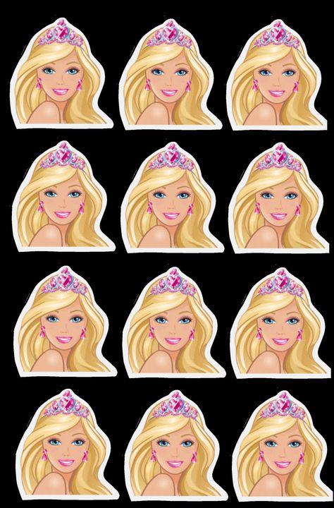 Downloadable  cupcake and sticker printable f Diy Barbie Cupcake Toppers, Barbie Images For Cake, Barbie Cupcakes Toppers, Barbie Stickers Printable Free, Barbie Cupcake Topper Printable, Birthday Cake Barbie Theme, Barbie Printable Stickers, Barbie Toppers Printable, Barbie Printables Cake Topper
