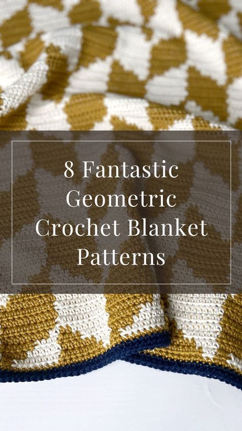 Discover 8 Fantastic Geometric Crochet Blanket Patterns to brighten up your home! Geometric Afghan Crochet Patterns, Crochet Geometric Blanket Pattern, Geometric Crochet Blanket Pattern Free, Crochet Geometric Pattern, Geometric Crochet Blanket, Crochet Colorwork, Beautiful Crochet Blanket, Geometric Crochet, Pattern Crochet Blanket