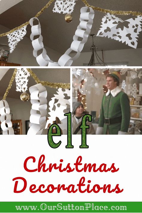 Natal, Elf Movie Decorations, Elf Movie Party, Elf Themed Christmas Party, Movie Decorations, Diy Elf, Elf Christmas Decorations, Movie Christmas, Christmas Movie Night