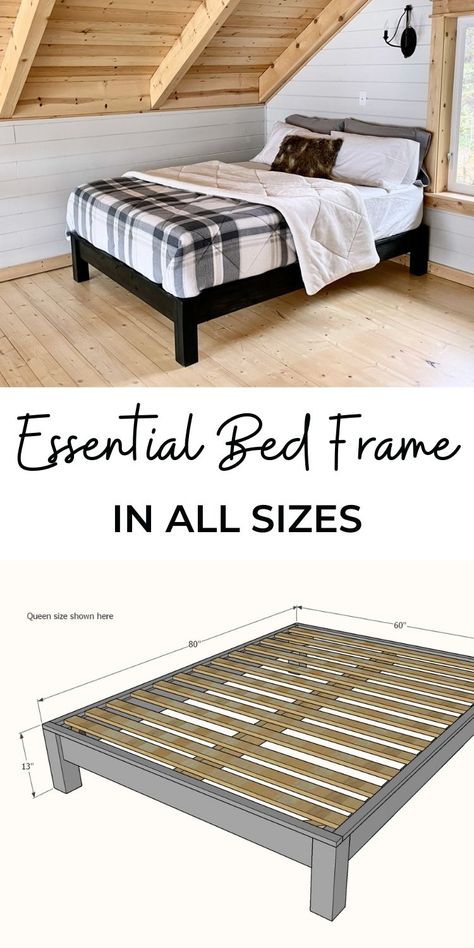 King Bed Frame No Box Spring, Full Sized Bed Frames, Diy Platform King Bed, King Bed Diy Plans, Simple King Bed Frame Diy, King Size Bed Frame Diy, Diy Platform Bed Frame, Queen Bed Frame Diy, Diy King Bed