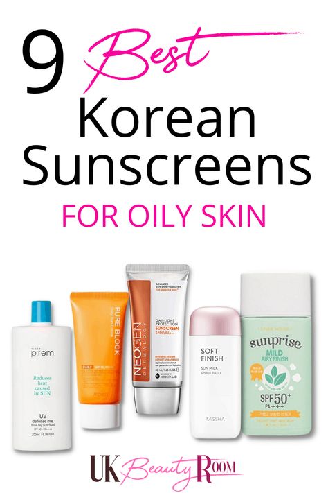 Are you looking for the best Korean sunscreen for oily skin? Sunscreen is an essential part of a healthy skin routine, and as the weather heats up it's time to start thinking about what type you'll need. If you have oily skin, then you'll need something that will be lightweight enough to not clog your pores but effective enough to provide strong protection from UVA/UVB rays. best korean sunscreen for oily skin no white cast acne-prone skin via @UKBeautyRoom Matte Sunscreen Oily Skin, Korean Tinted Sunscreen, Best Korean Sunscreen For Oily Skin, Korean Skin Care For Oily Skin, Korean Sunscreen For Oily Skin, Best Sunscreen For Oily Skin, Sunscreen For Oily Skin, Healthy Skin Routine, Spring Skincare