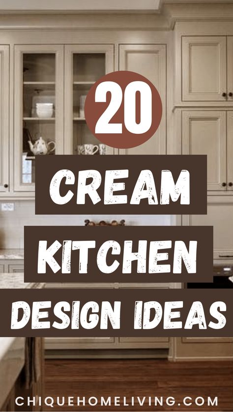 Create a timeless and sophisticated culinary space with these "20 Elegant Cream Kitchen Design Ideas." Discover the versatility and warmth that cream-colored elements can bring to your kitchen. From cabinets and countertops to backsplashes and decor, explore various ways to incorporate this elegant hue into your kitchen design. Whether you prefer a classic and traditional style or a more modern and sleek aesthetic, cream can be the perfect canvas for a refined and inviting kitchen. White And Cream Kitchen Cabinets, French Country Kitchen Cabinets Cream, Beige Kitchen Appliances, Granites For Kitchen, Ivory Countertops Kitchen, Farmhouse Cream Kitchen Cabinets, Painted Beige Kitchen Cabinets, Cream Coloured Kitchen Cabinets, Wall Color With Cream Cabinets