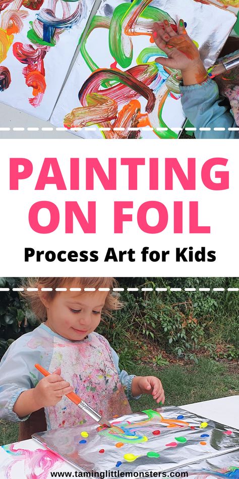 Easy Preschool Art Activities, Open Ended Painting For Preschool, Foil Activity For Kids, Foil Painting Preschool, Open Art Preschool, Junior Preschool Activities, Process Art For Prek, Artist For Preschoolers, Open Ended Preschool Art