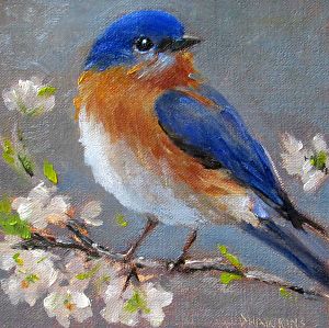 Christmas Paintings On Canvas Acrylics, Bluebird Painting, Bird Painting Acrylic, Bird Paintings On Canvas, Blue Bird Art, Christmas Paintings On Canvas, Simple Canvas Paintings, Art Painting Gallery, Bird Painting