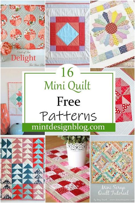 Patchwork, Mini Sampler Quilt, Mini Wall Quilts, Tiny Quilt Blocks Free Pattern, Mini Quilts Patterns, Patchwork Quilt Blocks, Small Quilting Projects Scrap Fabric, Mini Quilts Patterns Free Paper Piecing, Quilt Samplers Free Pattern