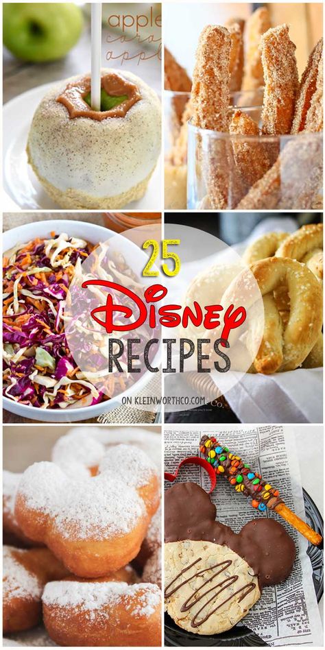 25 Disney Inspired Recipes from all your favorite places in the park. YUMMMM! Disney Food Recipes, Disney Themed Food, Disney Inspired Recipes, Anna E Elsa, Disney Dishes, Disney Inspired Food, Disney Desserts, Disneyland Food, Love Disney