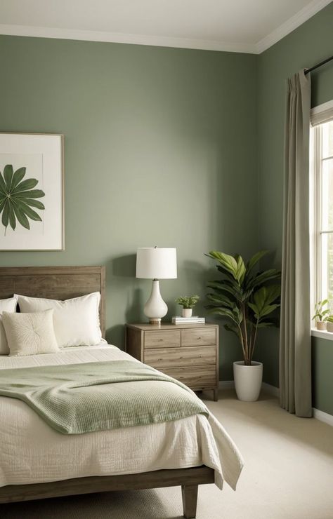 Green Room Ideas Bedroom, Olive Green Bedrooms, Green And White Bedroom, Sage Bedroom, Green Bedroom Walls, Green Bedroom Decor, Sage Green Bedroom, Bedroom Redesign, تصميم للمنزل العصري