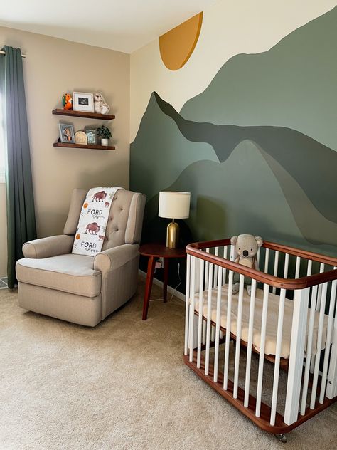 Outdoorsy Themed Nursery, Mountain Forest Themed Nursery, Forest Mountain Nursery, Nursery Ideas National Parks, Pacific Northwest Nursery Theme, Hiking Themed Nursery, Modern Mountain Nursery, Modern Forest Nursery, Camping Nursery Theme Gender Neutral