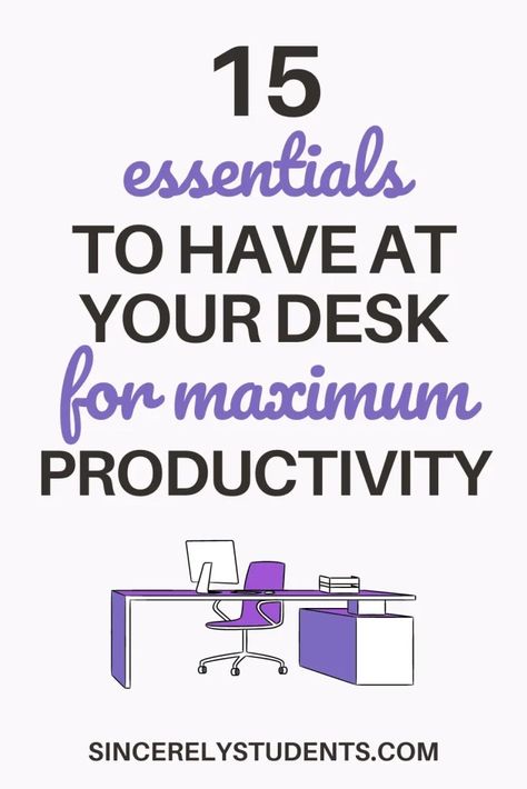 15 Student Desk Essentials For The Best Study Space - Sincerely Students Organizing Ideas For Desk Study, Study Spaces University, Study Room Essentials, How To Make Your Study Space Aesthetic, College Study Area Ideas, Grad Student Desk Setup, Desk Organisation Student Work Spaces, Desk Setup For Students, Essentials For Studying