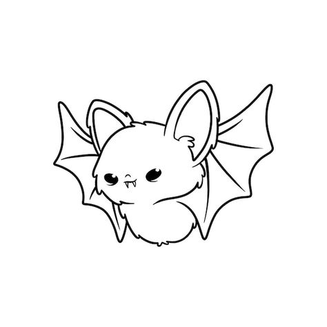 Art Reference Template, Cute Halloween Line Art, Horror Simple Drawing, Cute Drawing Outlines, Cute Bat Sketch, Cute Bat Coloring Page, Simple Drawing Ideas Disney, Bat Flash Art, Halloween Outline Tattoo