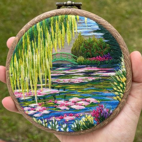 Embroider Ideas, Embroidery Hoop Crafts, Stitching Ideas, Instagram Edit, Embroidery Wall Art, Seni Cat Air, Hand Embroidery Art, Modern Embroidery, Embroidery Craft