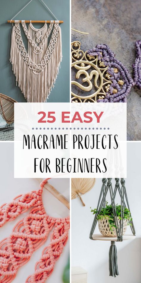 Macrame Projects For Beginners, Easy Diy Macrame, Diy Macrame Projects, Diy Macrame Wall Hanging, Macrame Wall Hanging Tutorial, Free Macrame Patterns, Macrame Plant Hanger Tutorial, Macrame Plant Hanger Patterns, Macrame Knots Tutorial
