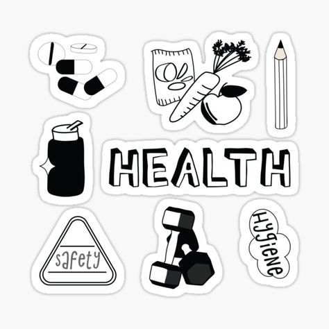 Aesthetic Cover For Notebook Printable, Health Border Design, Subject Header Ideas, Health Subject Design, Mapeh Design, Health Book Cover Design, Subjects Stickers, Mapeh Subject Design, Subject Stickers