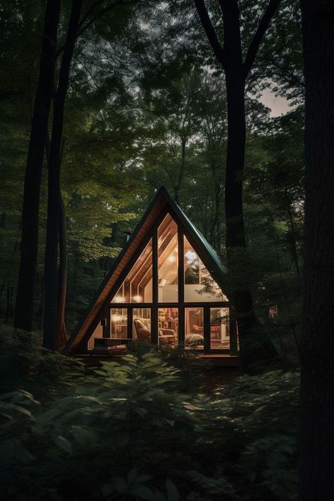 Cabin In The Woods Aesthetic, House With Big Windows, Small Cabin In The Woods, Aesthetic Cabin, Cabin In Woods, Woods Aesthetic, Lodge Style Home, Coastal Cabin, Luxury Safari Lodge