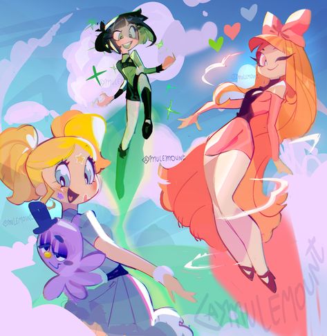 Things As Anime Characters, Cute Drawing Styles Cartoon, Nerd Girl Aesthetic, Powerpuff Girls Aesthetic, Powerpuff Girls Fanart, Art Kawaii, The Powerpuff Girls, The Powerpuff, Powerpuff Girl