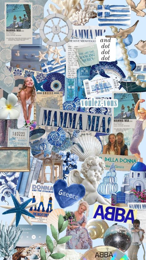 #wallpaper #mammamia Summer Prints Wallpaper, Greece Wallpaper, Iphone Wallpaper Preppy, Cute Summer Wallpapers, Cute Blue Wallpaper, Wallpaper Iphone Summer, Romantic Comedy Movies, Summer Backgrounds, Mama Mia