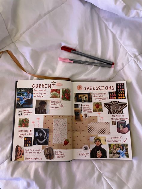 Journaling Memories Ideas, 2024 Journal Aesthetic, Scrapbook Ideas List, Senior Bored Ideas, Random Scrapbook Ideas, Scrapbook Journal Prompts, Smash Book Ideas Pages, Aesthetic Scrapbook Ideas For School, Journaling With Photos