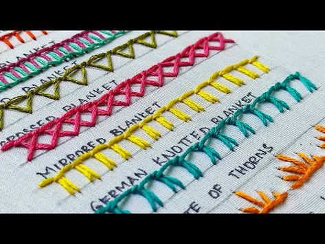 Basic Stitches Hand, Diy Blanket Stitch, Embroidery Blanket Stitches, Blanket Stitch Applique By Hand, Embroidery Hand Towels Ideas, Hand Embroidery Basics, Edging Stitches Embroidery, Hand Embroidered Stitches, Decorative Hand Stitching