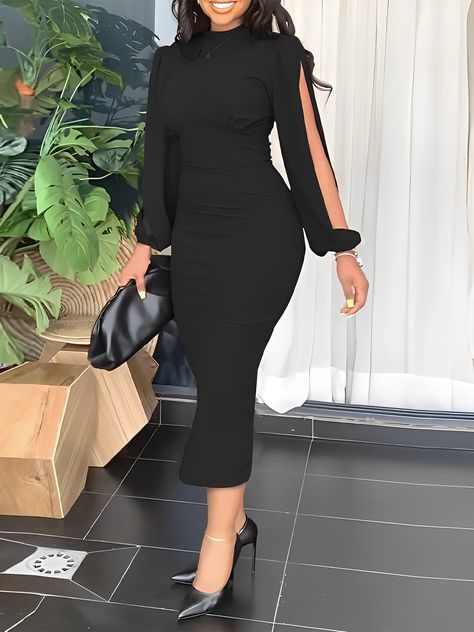 Come to Stylewe to buy Dresses at a discounted price, SPU: 11QDRCK8DDD, Color: Black, Package Contents:1 * Dress, Silhouette:S-Line. Slim Fit Skirts, Dresses Formal Elegant, Party Dress Long Sleeve, Women Bodycon Dress, Ladies Gown, Looks Black, Slim Fit Dresses, Slim Dresses, Sleeve Dresses