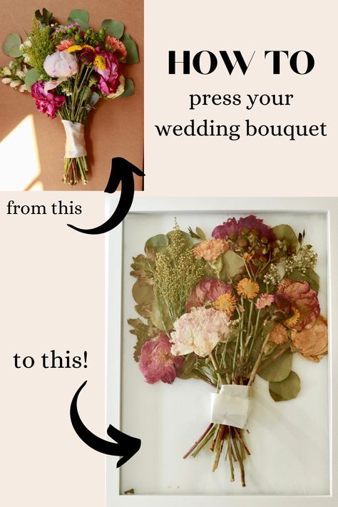 how to dry flowers Dried Flower Bouquet After Wedding, Flowers In A Shadow Box How To Preserve, Perserving Flowers Wedding Diy, How To Dry Out Wedding Bouquets, How To Preserve A Bridal Bouquet, How To Keep Your Wedding Bouquet, Displaying Wedding Bouquet, Preserve Bouquet Diy, Wedding Bouquet Picture Frame