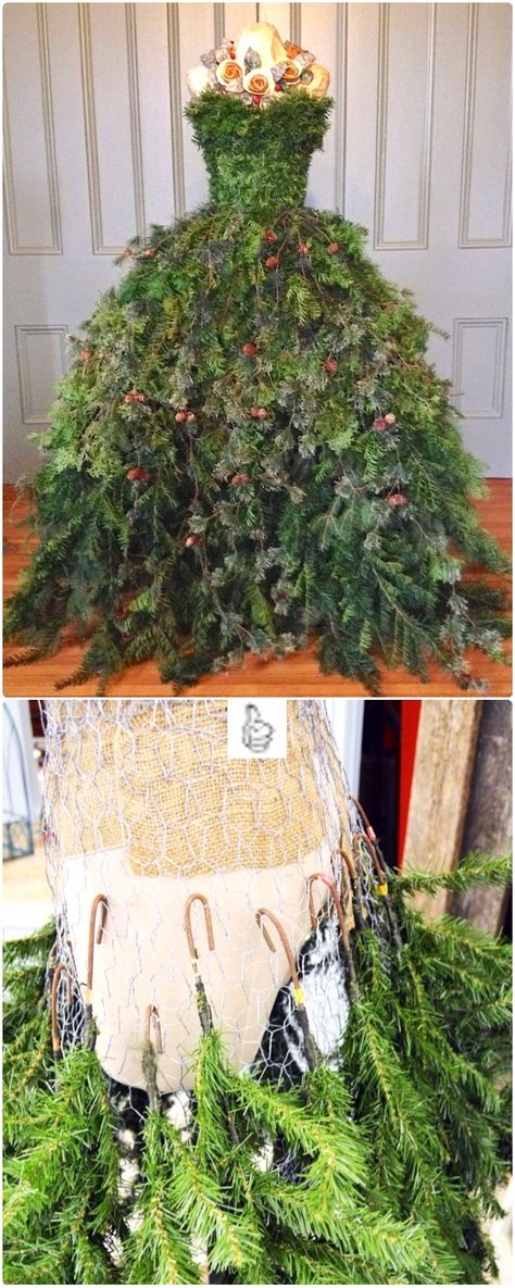 Manequin Ideas Decor Christmas, Decorative Mannequin Ideas, Angel Mannequin Dress Form, Holiday Mannequin Display, Wire Mannequin Christmas Tree, How To Make A Mannequin Christmas Tree, Christmas Tree Mannequin Dresses, Fall Mannequin Display, Diy Mannequin Christmas Tree