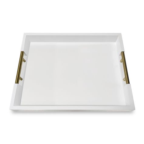 PRICES MAY VARY. LIGHTWEIGHT: Beautiful White serving tray with gold handles MULTIPLE USES: Extremely versatile, It can be used as a breakfast tray in bed as well as on the coffee table or dining table to serve food, tea, and snacks while keeping things organized. It can be used for the bathroom, bedroom or as a jewelry tray BEAUTIFULLY DESIGNED: Decorative tray is constructed of sturdy MDF with glossy finish and polished metal handles, lightweight and easy to carry. It has pads on the bottom to Tea And Snacks, Bathroom Napkins, White Serving Tray, Pvc Pipe Crafts, Breakfast Tray, Bathroom Red, Ottoman Tray, Coffee Table Tray, Table Tray