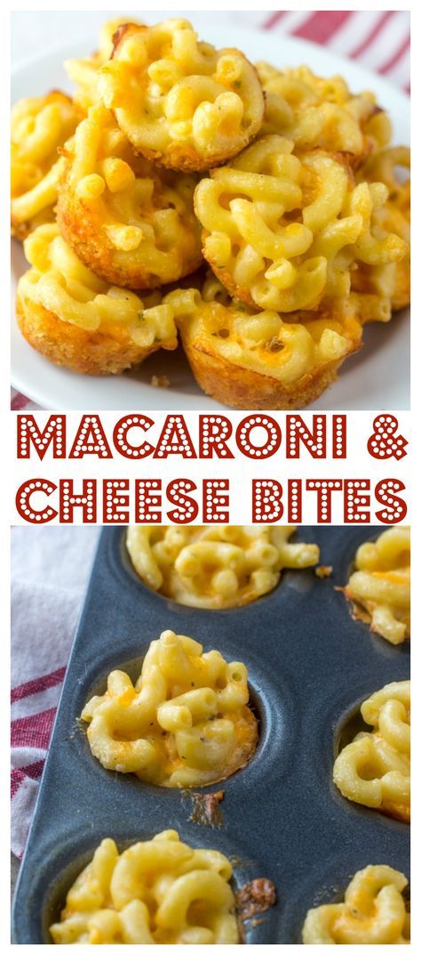 Mini Macaroni and Cheese Bites, everyone's favorite side dish recipe in appetizer form! Perfect for the Super Bowl or any sports party! Macaroni Cheese Bites, Macaroni And Cheese Bites, Fingerfood Recipes, Jul Mad, Bowl Party Food, Game Day Appetizers, Appetizers Easy Finger Food, Quick And Easy Appetizers, Finger Foods Easy