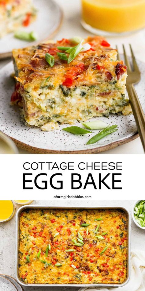 Quiche, Cottage Cheese Egg Bake, Cheese Egg Bake, Cottage Cheese Recipes Healthy, Cottage Cheese Breakfast, Queso Cottage, Cottage Cheese Eggs, Baked Eggs Recipe, Bake Easy