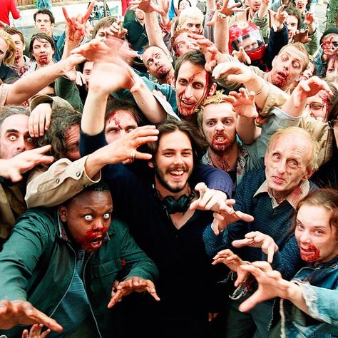 Director Edgar Wright surrounded by zombies on the set of Shaun of the Dead • • • • #shaunofthedead #edgarwright Shane Meadows, Cornetto Trilogy, Kung Fu Hustle, Nick Frost, Shaun Of The Dead, The Heartbreak Kid, Christopher Guest, The Awful Truth, Roger Corman