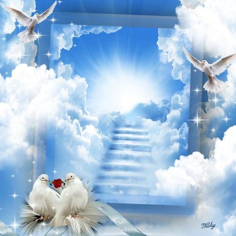 Funeral Background Sky With Dove, Rip Background, Birthday In Heaven Mom, Heaven Background, Fathers Day In Heaven, Heaven Pictures, Happy Heavenly Birthday, Stairs To Heaven, Happy Birthday In Heaven