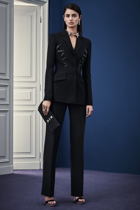 Fall 2015 Style, Versace Fashion, Versace Collection, Pre Fall Collection, Woman Suit Fashion, Black Suit, 2015 Fashion, Suit Fashion, Fall 2015