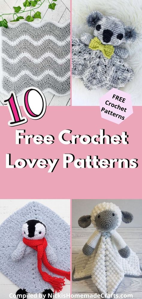 I have put together a round up of 10 of the cutest crochet lovey patterns. You can choose from different themed lovey ideas for the little ones. Quick Crochet Lovey, Couture, Amigurumi Patterns, Crochet Cat Lovey Blanket Free Pattern, Free Crochet Patterns For Baby Toys, Crochet Sloth Lovey, Crochet Snuggly Free Pattern, Free Crochet Lovely Patterns, Crochet Lovely Patterns Free