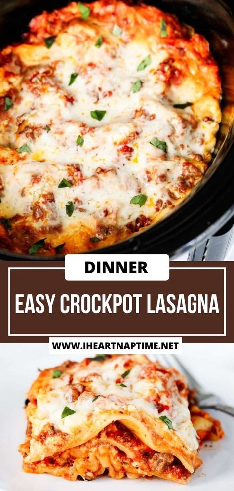 This crockpot lasagna recipe is the easiest way to make lasagna! Simple to assemble with tender pasta noodles, meat sauce and cheese then it cooks hands off making it perfect for busy days! Lasagna In A Crockpot, Pioneer Woman Slow Cooker Lasagna, Crockpot Lasagna With No Boil Noodles, Crockpot Lasagna With Oven Ready Noodles, Crockpot Lasagna No Ricotta, Crockpot Recipes Lasagna Easy, Deconstructed Lasagna Crockpot, Crock Pot Lasagna Easy, Lazy Crockpot Lasagna