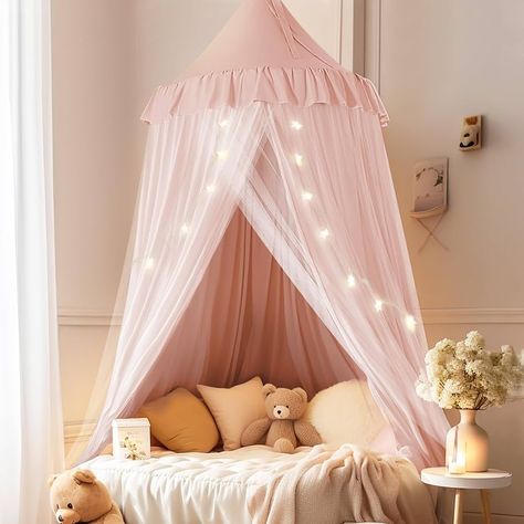 Amazon.com: little dove Bed Canopy with Star Lights, Double Layer Canopy for Bed, Princess Play Tent for Girls Room, Breathable Canopy Bed Curtain for Children Reading Nook, Machine Washable Canopy, 25.6''x106'' : Home & Kitchen Bed Canopy Net, Twin Bed Canopy Ideas, Princess Floor Bed, Girls Bed With Canopy, Canopy Bed Girls Room, Twin Bed With Canopy, Twin Bed Canopy, Girls Canopy Bed, Kids Canopy Bed