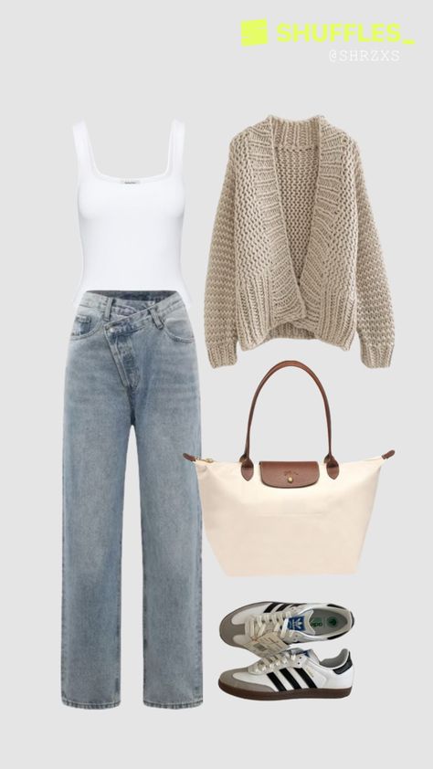 Cardigan Jeans Outfit, Fall Outfits School, Fashion University, Moon Outfit, Uni Outfit, School Outfit Ideas, Fashion Tiktok, University Outfit, Outfits School