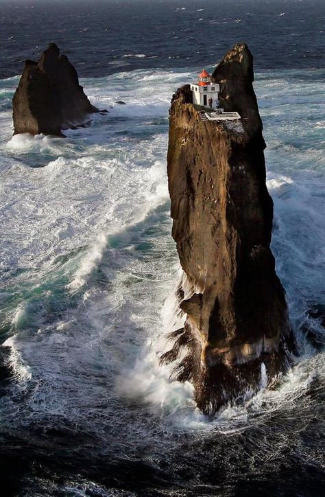Pridrangar lighthouse, Iceland 😮🌊 -one of the loneliest in the world, built right before WWII Iceland, Archipelago, Lighthouse Pictures, Beautiful Lighthouse, Abandoned Places, Belle Photo, Beautiful World, Places To See, Lighthouse