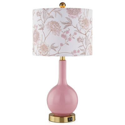 This table lamp body is made of cobalt ore containing cobalt oxide as raw material. It is covered with a layer of crystal clear glaze, which is fired in one go by a high-temperature reduction flame. The pink surface of the lamp body and the pink floral pattern of the lampshade complement each other. Place it in a room or living room to showcase an elegant and noble atmosphere, making your home space full of a chic and elegant aesthetic. Perfect for living room, bedside, office, cafes, hotels, ap Pink And Gold Lamps, Pink Lamp Aesthetic, Girly Lamp, Floral Floor Lamp, Girls Lamp, Lamp Pink, Pink Lamp, Rustic Table Lamps, Touch Table Lamps