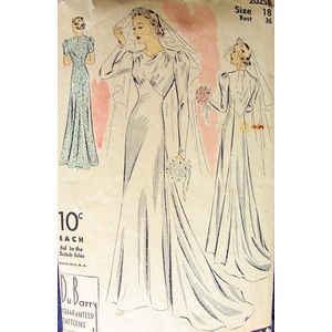 1930s BEAUTIFUL WEDDING DRESS BRIDAL GOWN PATTERN DRAPED NECKLINE, WITH or WITHOUT TRAIN DUBARRY 2025 Croquis, Vintage Wedding Dress Pattern, Wedding Gown Patterns, Wedding Dress Pattern, 1930s Wedding Dress, Wedding Dress Sewing Patterns, 1930s Wedding, 1930's Fashion, Pattern Draping