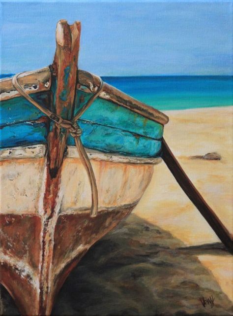 Art-and-Dream Art Plage, Marine Art, Old Boats, Boat Art, Boat Painting, 수채화 그림, Beach Painting, Beginner Painting, Art Abstrait