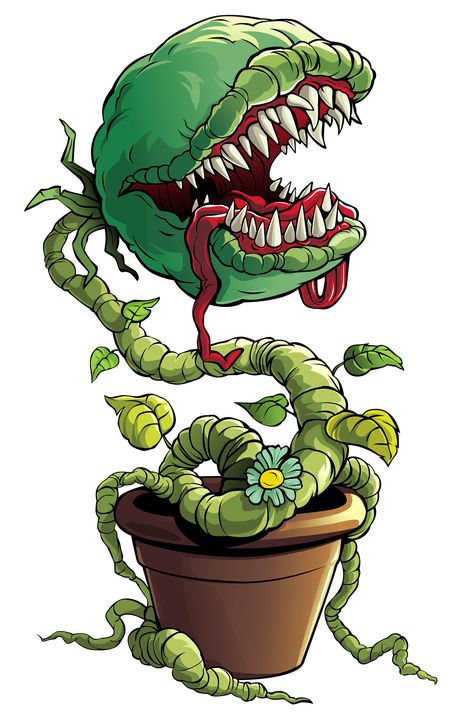 Cartoon Venus Fly Trap, Venus Fly Trap Art Illustration, Monster Plant Tattoo, Plant Monster Drawing, Monster Plant Drawing, Venus Fly Trap Illustration, Venus Fly Trap Painting, Venus Fly Trap Monster, Plant Monster Art