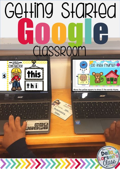 How to get started on Google Classroom in kindergarten. Chromebooks In Kindergarten, Chrome Books, Kindergarten Technology, Teacher Tech, Teaching Technology, School Technology, Differentiated Instruction, Tech School, New Classroom