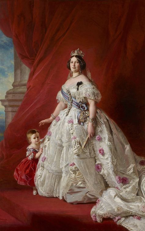 Royal Portraits Painting, Victorian Artwork, Era Victoria, Franz Xaver Winterhalter, Queen Isabella, Victorian Portraits, Royal Art, Reina Isabel Ii, Historical Painting