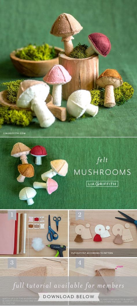 Mushrooms Diy, Felt Mushrooms, Embroider Ideas, Simple Sheets, Felt Mushroom, Mushroom Crafts, Woodland Nursery Theme, Felt Pattern, Felt Food