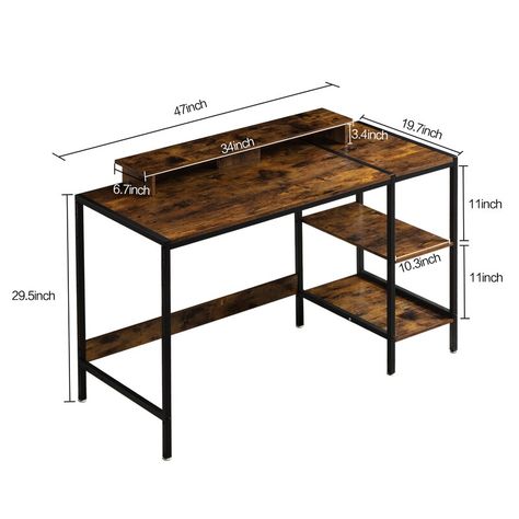 17 Stories Greidi Reversible Desk & Reviews | Wayfair Industrial Computer Desk, Desk Styling, Pc Desk, 2 Shelves, Computer Table, Ashley Furniture Homestore, Desk Shelves, Study Table, Vintage Desk