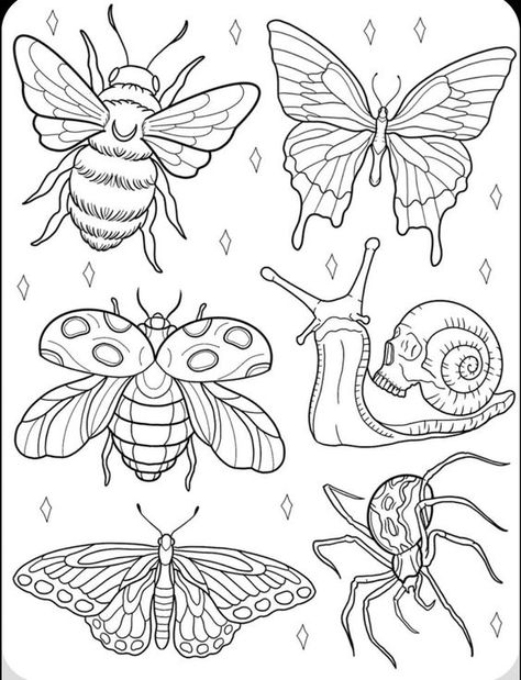 Nature Outline Tattoo, Patchwork Stencil Tattoo, Fun Colorful Tattoos, Goblincore Tattoo Ideas, Weird Coloring Pages, Name Drawing Ideas, Simple Line Work Tattoo, Beginner Tattoo Stencils, Tat Stencils